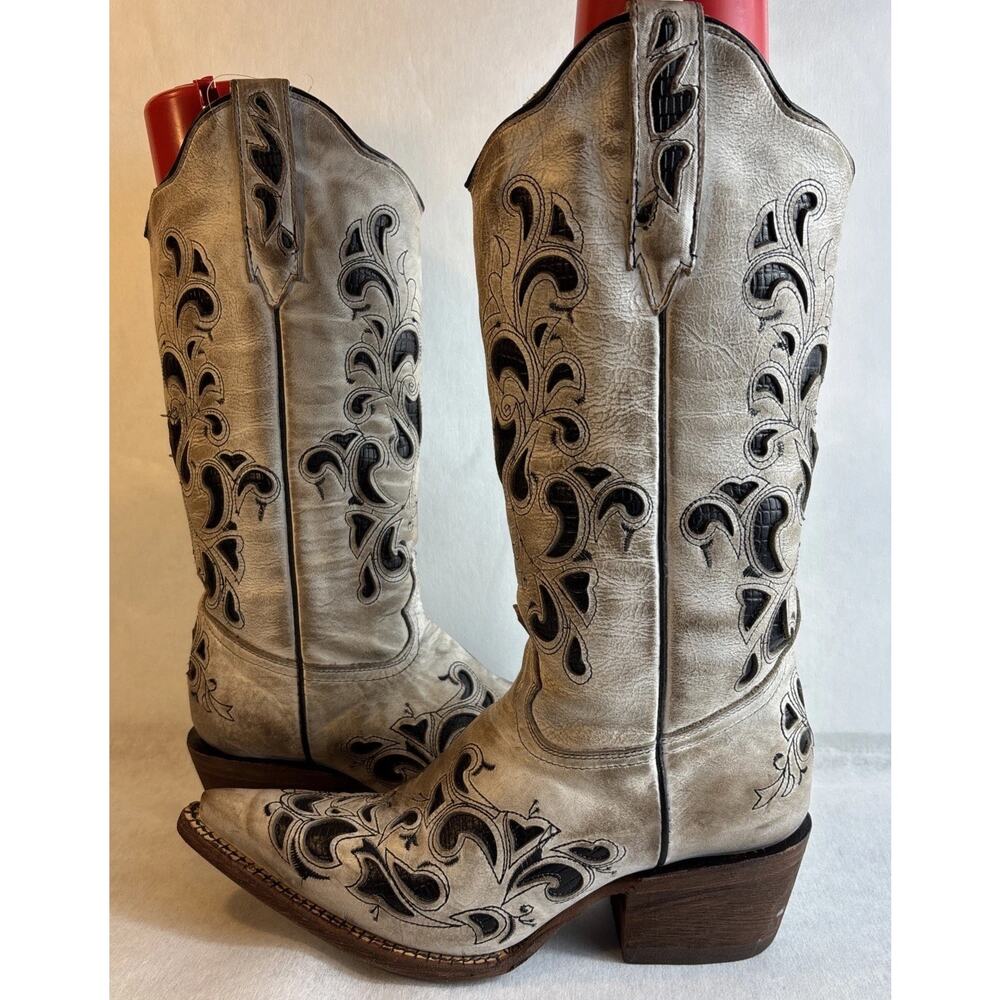 J.B. Dillon Chicory Western Cowgirl Women's 6.5 B Leather Boots JBR 6055 - Picture 3 of 12